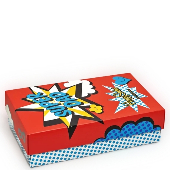 ❤️BUY 2 GET 1 FREE  Happy Socks Super Dad Set - Red, Blue, Black, $38.00US - Picture 7 of 16